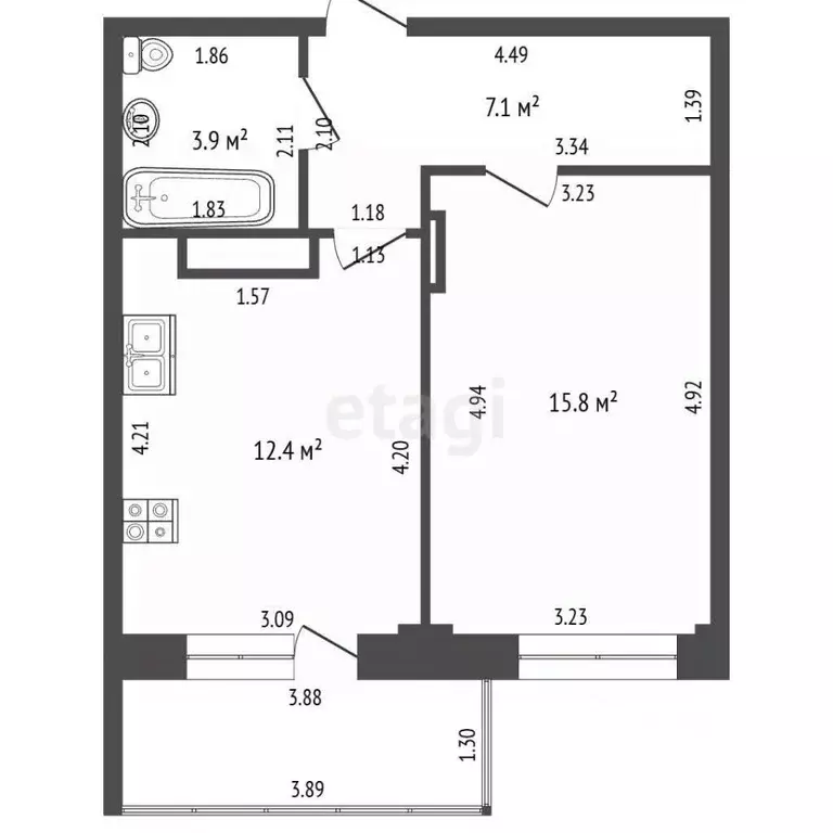 1-к кв. Чувашия, Чебоксары Ярмарочная ул., 16 (44.0 м) - Фото 2