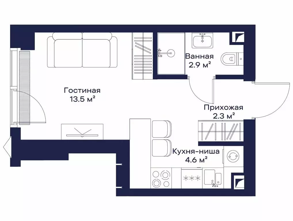 Квартира-студия: Москва, 3-й Силикатный проезд, 10 (23.24 м) - Фото 0