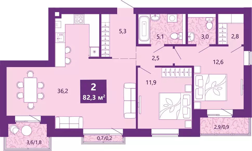 2-комнатная квартира: Калининград, Байкальская улица, 1к6 (83.5 м) - Фото 2