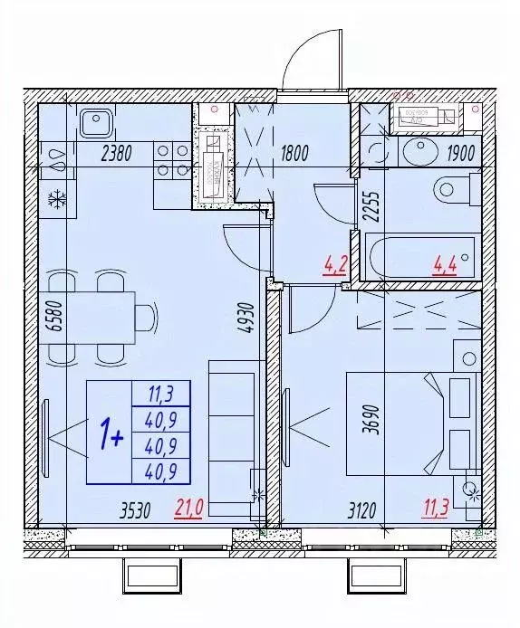 2-к кв. Астраханская область, Астрахань ул. Бэра, 29 (40.9 м) - Фото 2