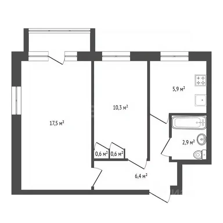 2-к кв. Башкортостан, Уфа ул. Блюхера, 42 (46.5 м) - Фото 2