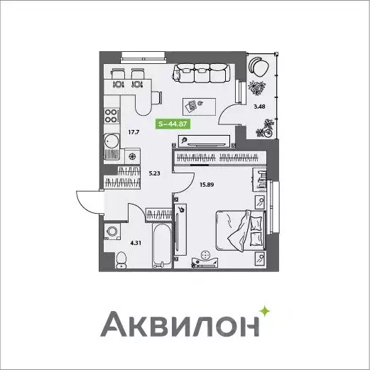 1-к кв. Архангельская область, Северодвинск Аквилон Север жилой ... - Фото 0