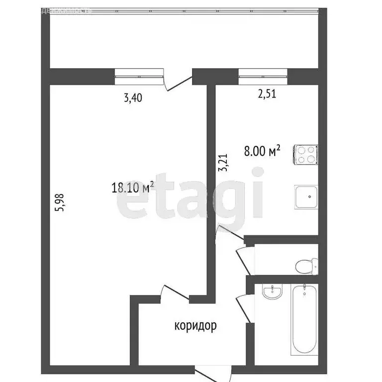 1-комнатная квартира: Тюмень, улица Щербакова, 150 (34.5 м) - Фото 1