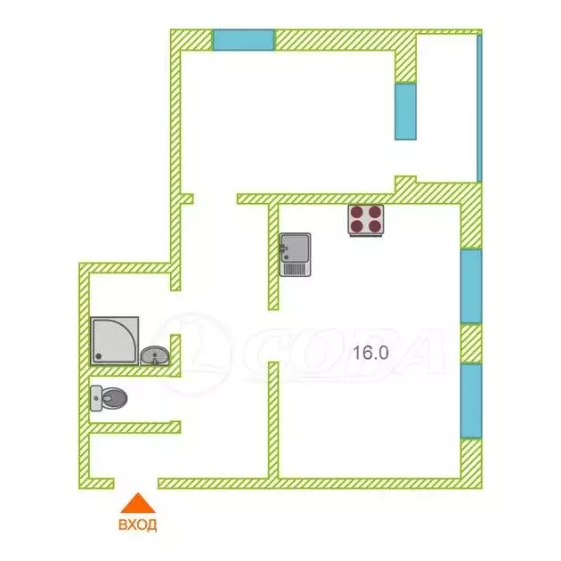 1-комнатная квартира: Тюмень, улица Мельникайте, 2к11 (50 м) - Фото 2