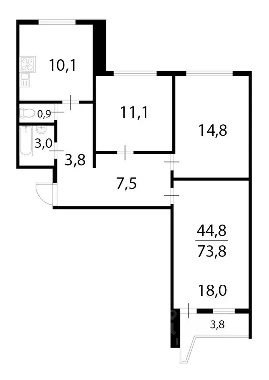 3-к кв. Москва ул. Маршала Федоренко, 4к2 (74.2 м) - Фото 1