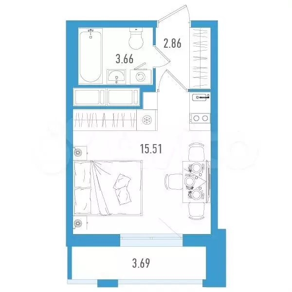 Квартира-студия, 23 м, 7/25 эт. - Фото 0