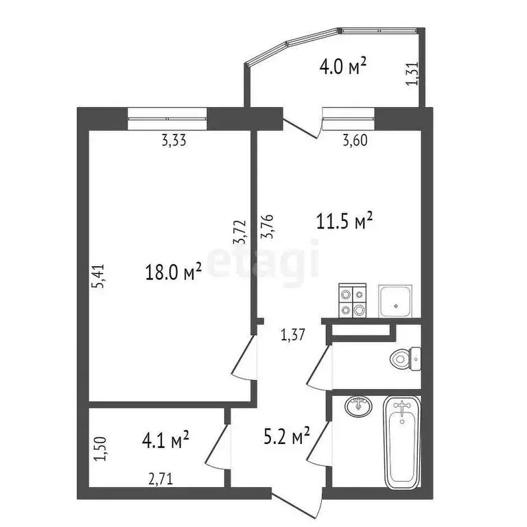 1-комнатная квартира: Обнинск, Белкинская улица, 2 (43.3 м) - Фото 0