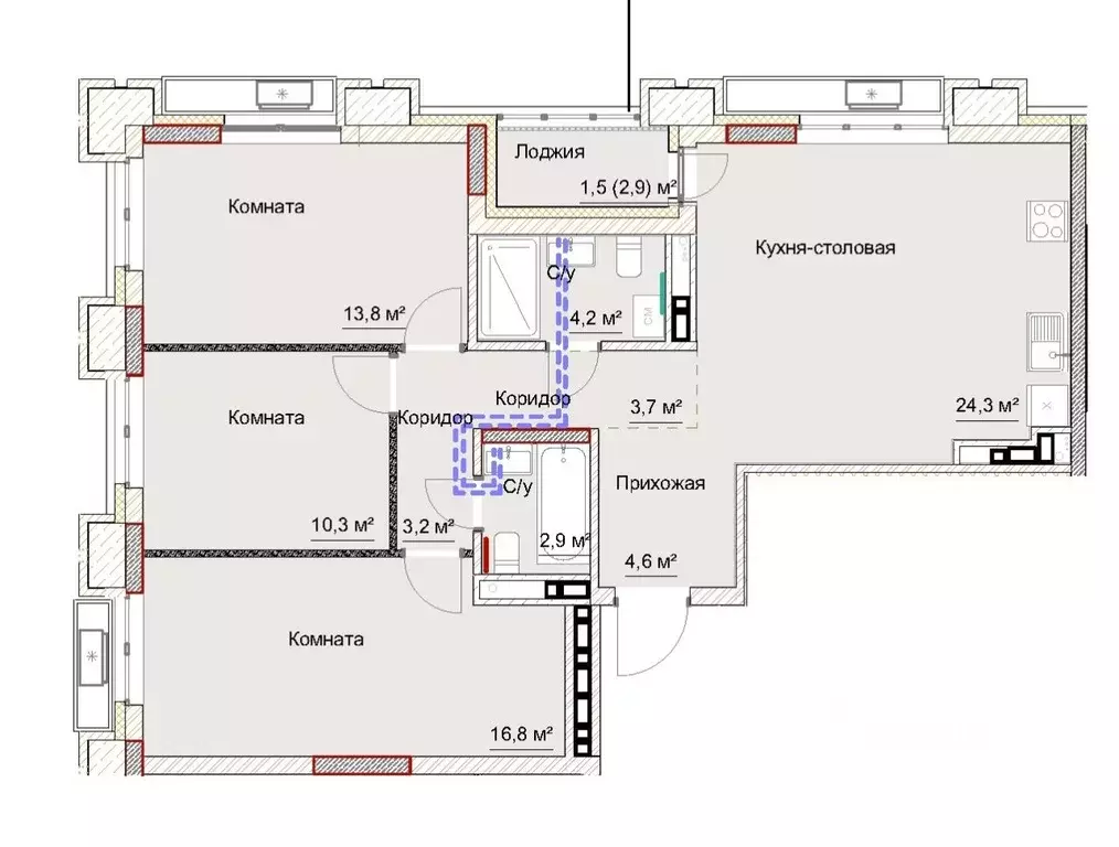 3-к кв. Удмуртия, Ижевск ул. Карла Либкнехта, 46 (90.0 м) - Фото 2