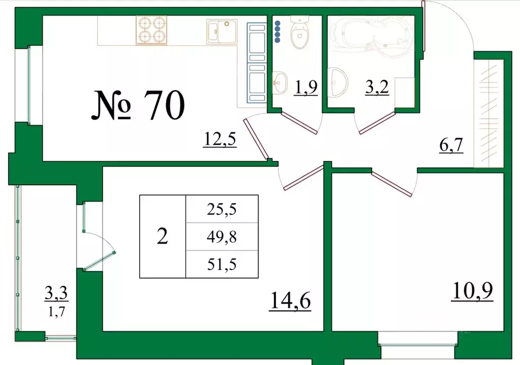 2-к кв. Ленинградская область, Гатчина Красносельское ш., 4А (51.5 м) - Фото 0