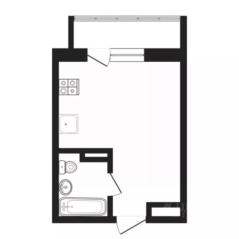 Студия Тюменская область, Тюмень ул. Новоселов, 107к1 (23.6 м) - Фото 2
