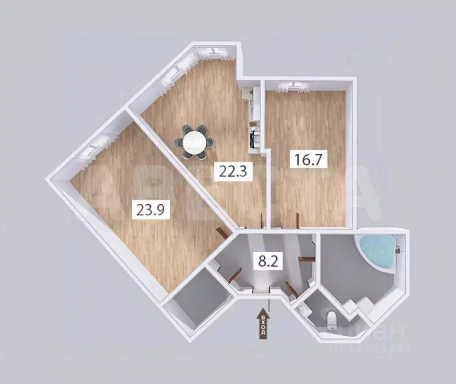 2-к кв. Омская область, Омск ул. 70 лет Октября, 13/3 (82.4 м) - Фото 2