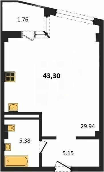 Квартира-студия: Севастополь, улица Лётчиков, 10 (43.3 м) - Фото 0