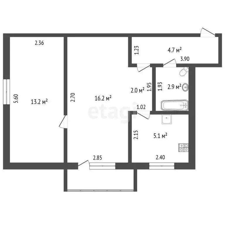 2-комнатная квартира: Прохладный, Лесной переулок, 33 (44.1 м) - Фото 0