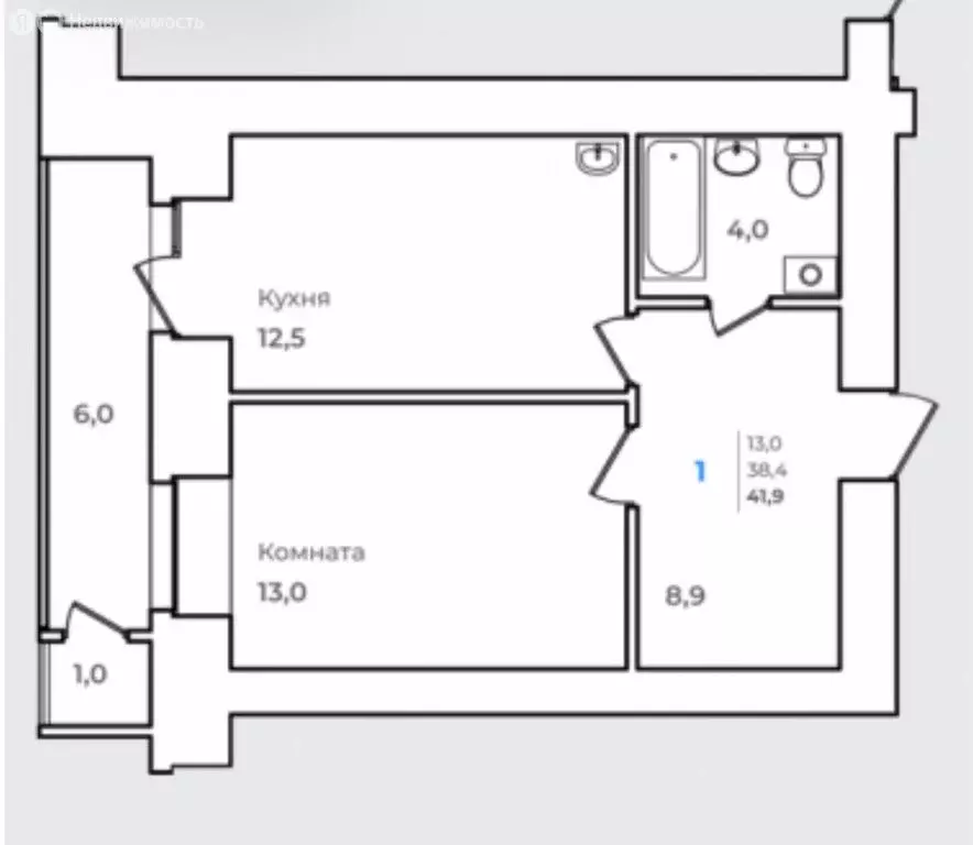 1-комнатная квартира: Благовещенск, улица Чайковского, 211 (41.9 м) - Фото 1