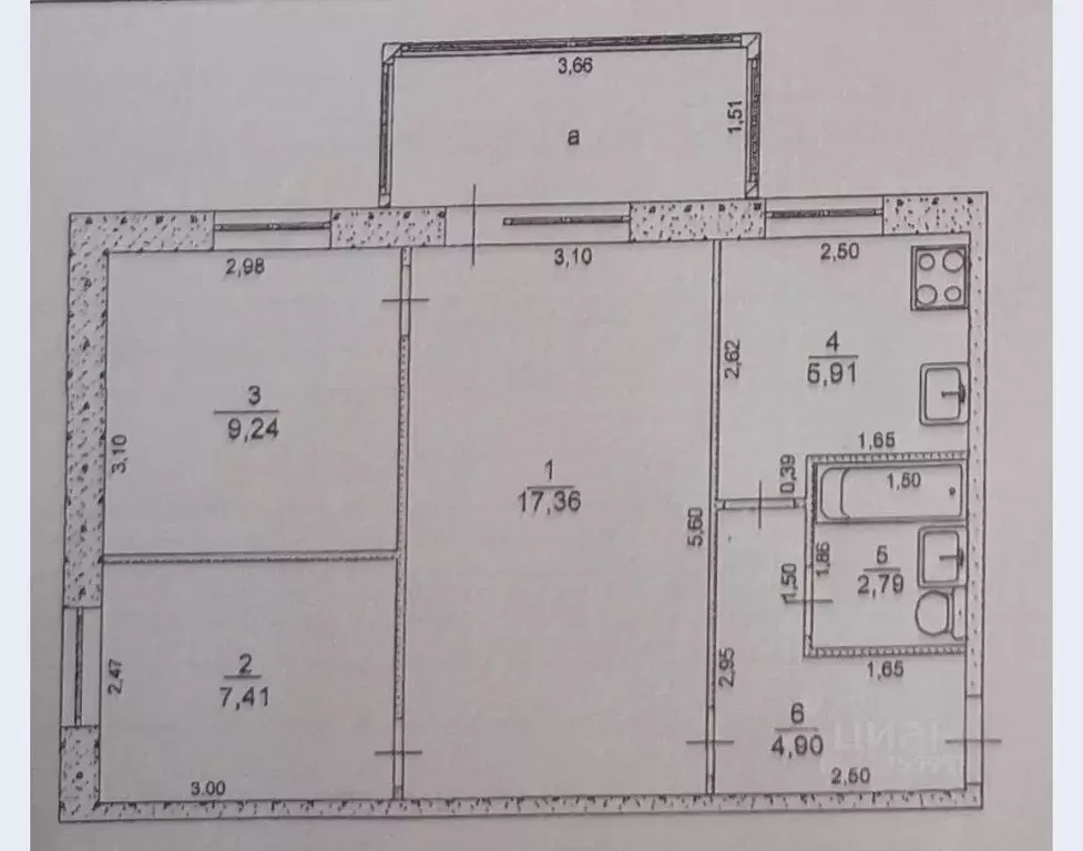 3-к кв. Ульяновская область, Ульяновск ул. Варейкиса, 27 (47.61 м) - Фото 2