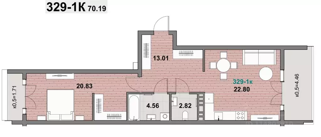 1-к кв. Калининградская область, Зеленоградск ул. Гагарина (70.19 м) - Фото 0