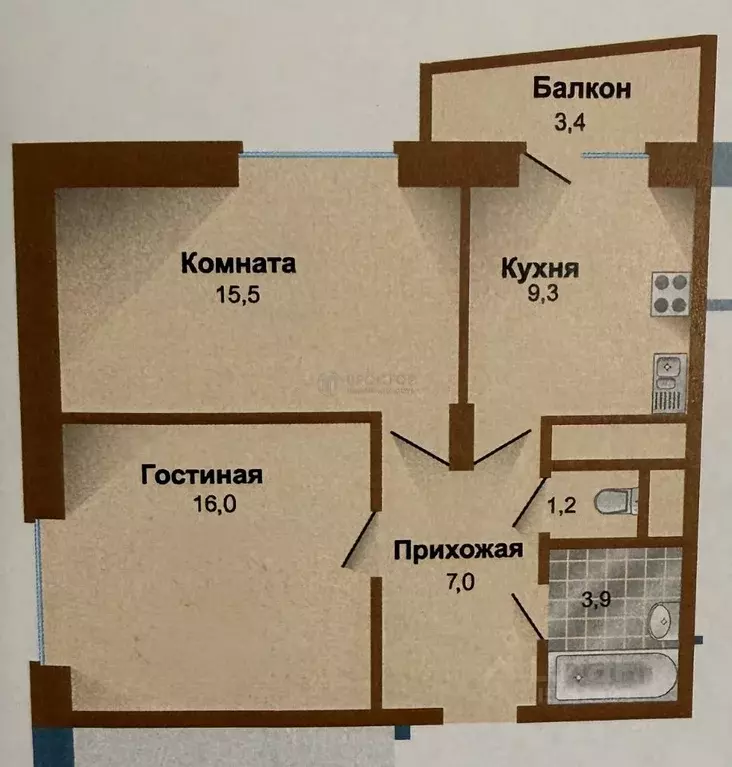 2-к кв. Московская область, Люберцы ул. 8 Марта, 32 (53.6 м) - Фото 2