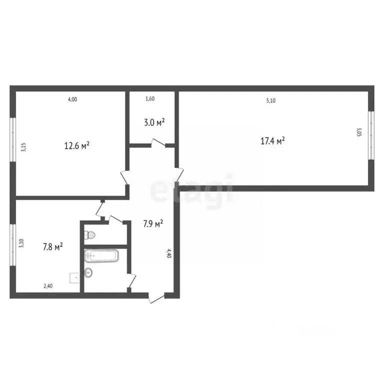 2-к кв. Амурская область, Благовещенск ул. Ленина, 87 (52.1 м) - Фото 1
