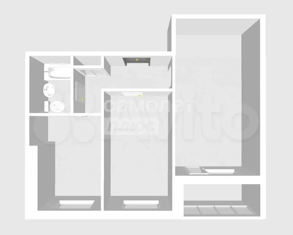 2-к. квартира, 47,5 м, 6/9 эт. - Фото 0