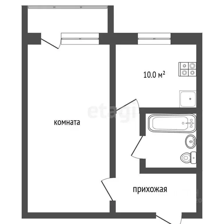 1-к кв. Ярославская область, Некрасовское рп ул. Космонавтов, 8А (35.2 ... - Фото 0