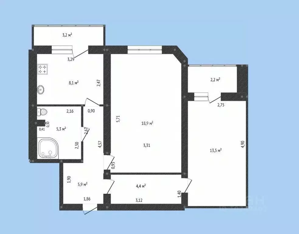 2-к кв. Башкортостан, Уфа ул. Маршала Жукова, 20 (61.5 м) - Фото 1