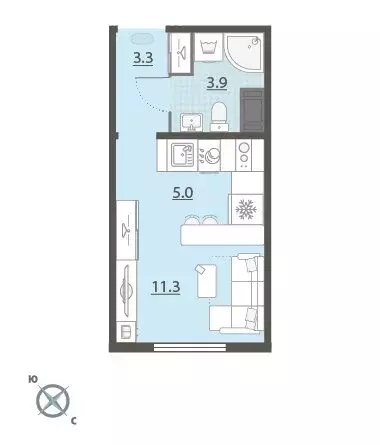 Квартира-студия: Екатеринбург, микрорайон Широкая Речка, жилой ... - Фото 1