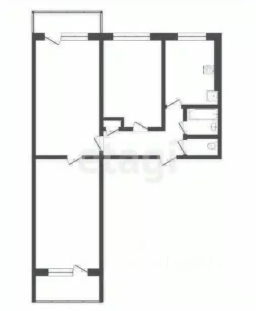 3-к кв. Кемеровская область, Новокузнецк Новобайдаевский мкр, ул. ... - Фото 2