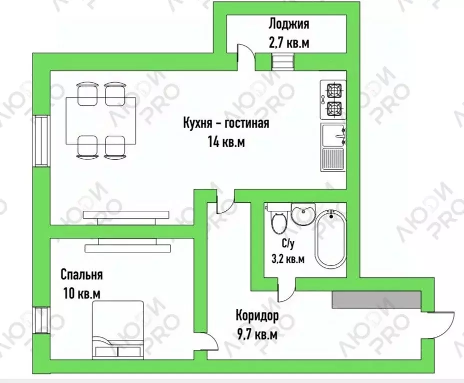 1-к кв. Кировская область, Киров ул. Ленина, 188к5 (40.0 м) - Фото 2
