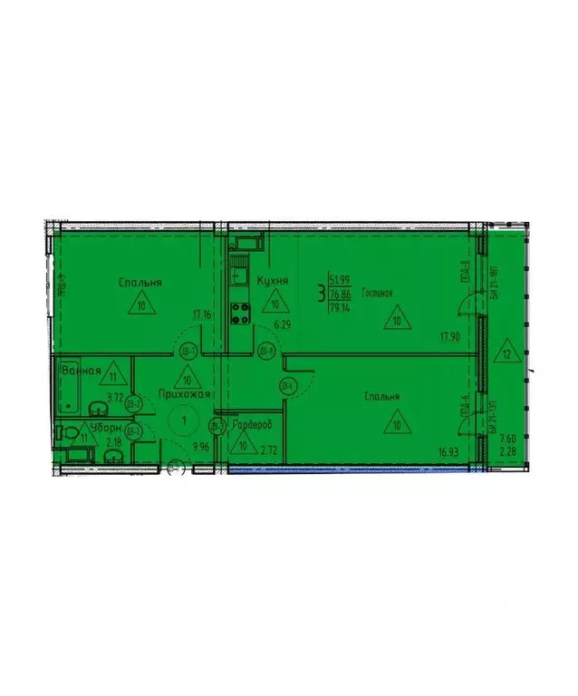 3-к кв. Пензенская область, Пенза ул. Генерала Глазунова, 11 (79.14 м) - Фото 1