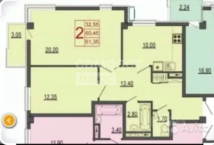 2-к кв. Краснодарский край, Краснодар ул. Венецианская, 8 (61.0 м) - Фото 1