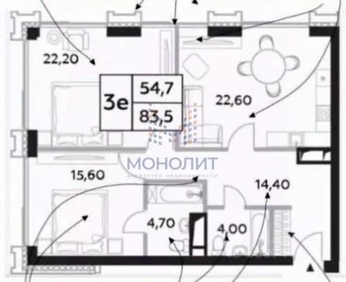 3-к кв. Москва просп. Генерала Дорохова, 49 (84.9 м) - Фото 2