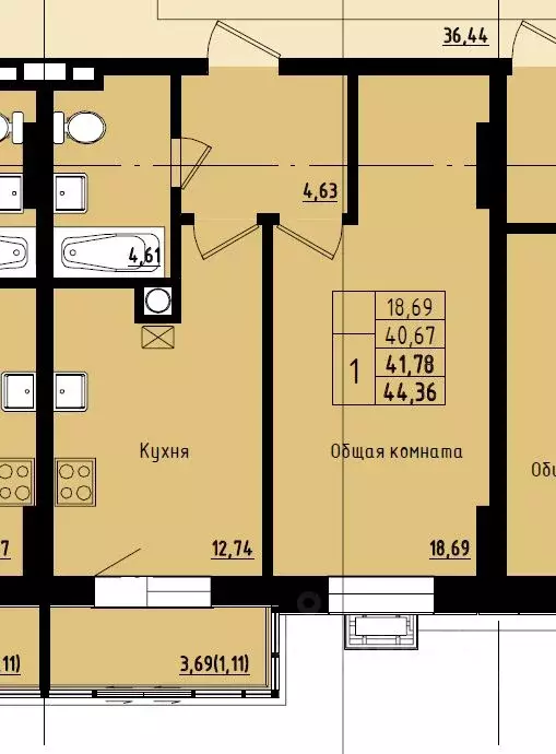 1-к кв. Саха (Якутия), Якутск ул. Софронова, 71 (41.78 м) - Фото 0