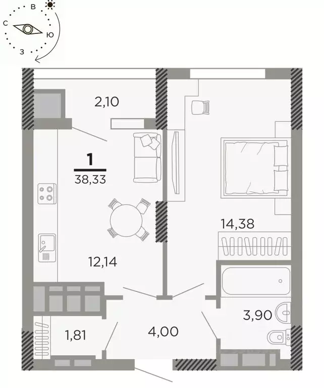 1-к кв. Рязанская область, Рязань Совхозная ул., 6 (38.33 м) - Фото 0