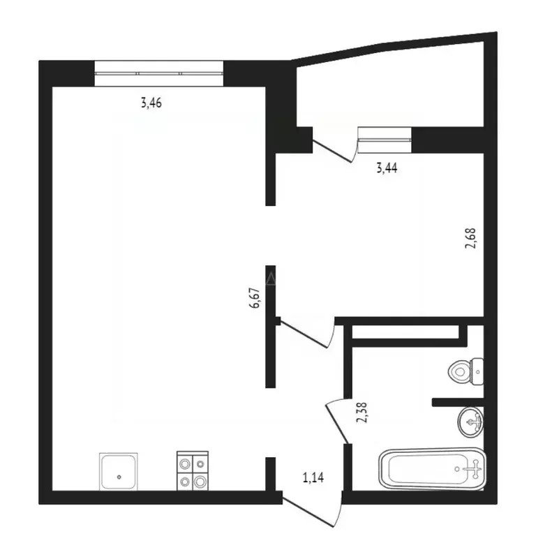1-к кв. Тюменская область, Тюмень ул. Павла Шарова, 7к2 (40.8 м) - Фото 2