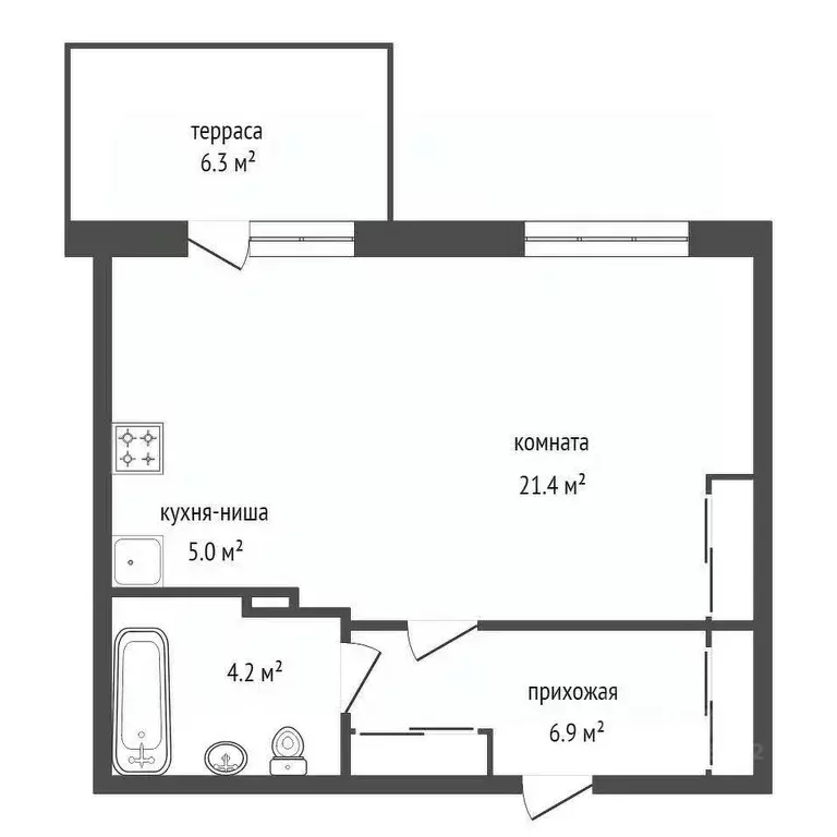 Студия Красноярский край, Красноярск ул. Апрельская, 9А (39.4 м) - Фото 2