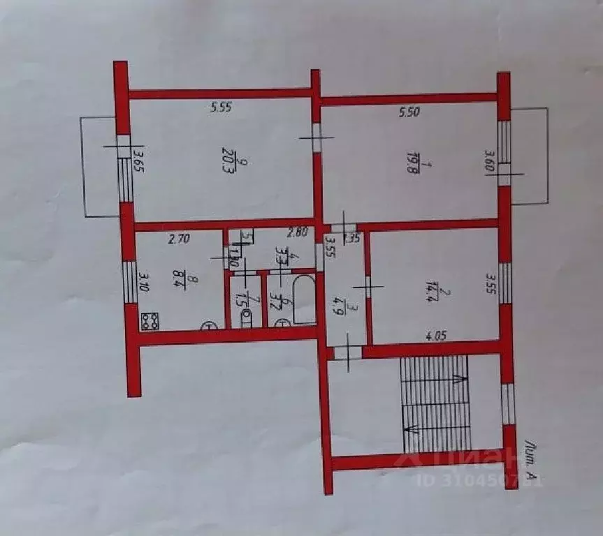 3-к кв. Орловская область, Мценск ул. Мира, 20 (76.0 м) - Фото 0