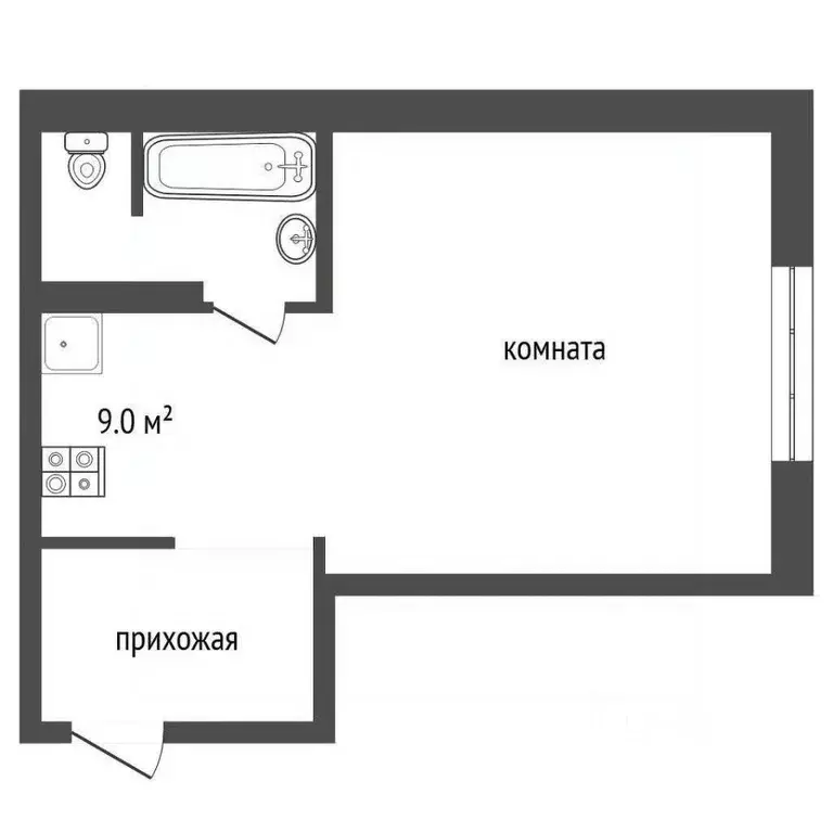 Студия Кемеровская область, Кемерово ул. Ворошилова, 36А (35.1 м) - Фото 2