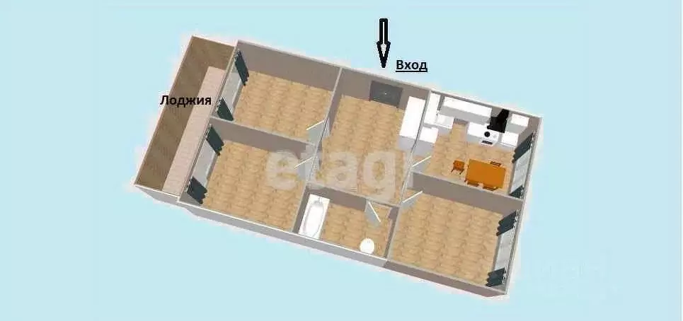 3-к кв. Сахалинская область, Южно-Сахалинск Ново-Александровск п/р, ... - Фото 1
