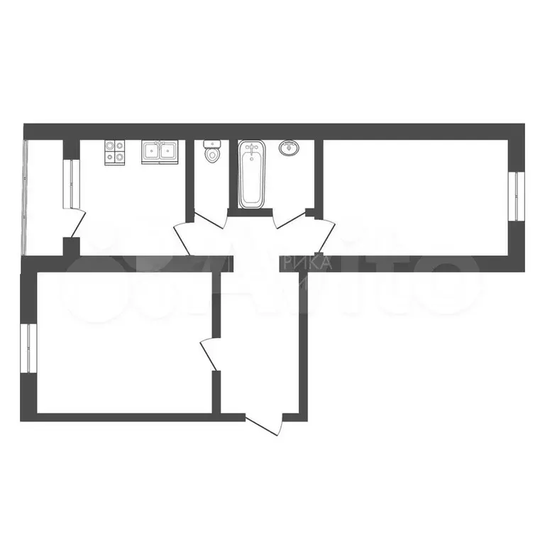 2-к. квартира, 49,4 м, 1/5 эт. - Фото 0