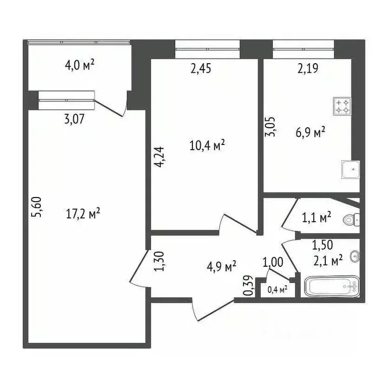 2-к кв. Башкортостан, Уфа ул. Ферина, 18 (45.0 м) - Фото 2