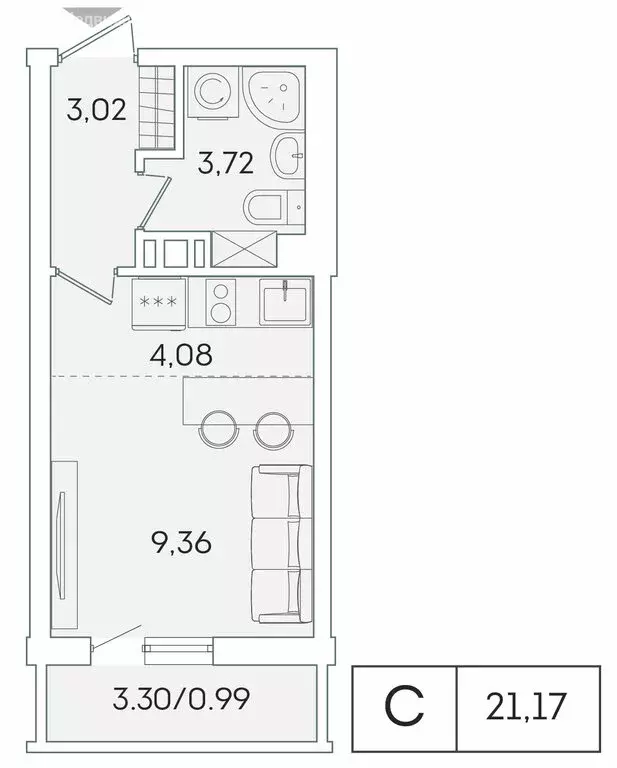 Квартира-студия: Мурино, Графская улица, 6к4 (20.2 м) - Фото 0
