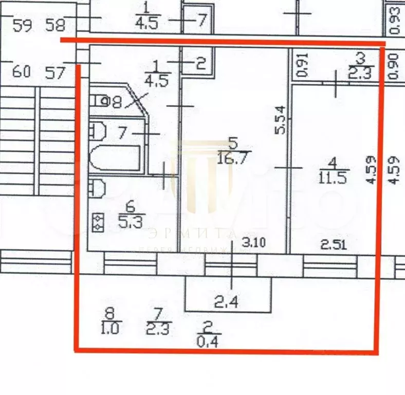 2-к. квартира, 44 м, 4/5 эт. - Фото 0