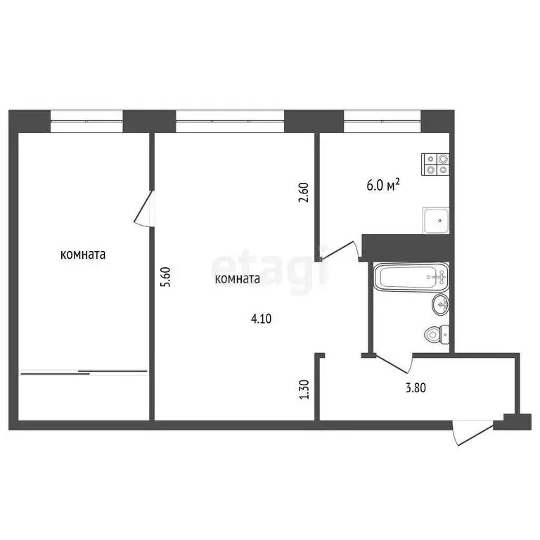 2-комнатная квартира: Орёл, улица Металлургов, 4 (46 м) - Фото 1