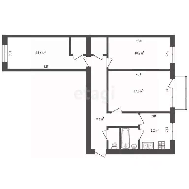 3-к кв. Архангельская область, Архангельск просп. Обводный Канал, 36 ... - Фото 1