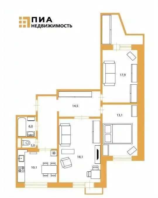3-к кв. Московская область, Королев Дворцовый проезд, 4 (72.9 м) - Фото 1