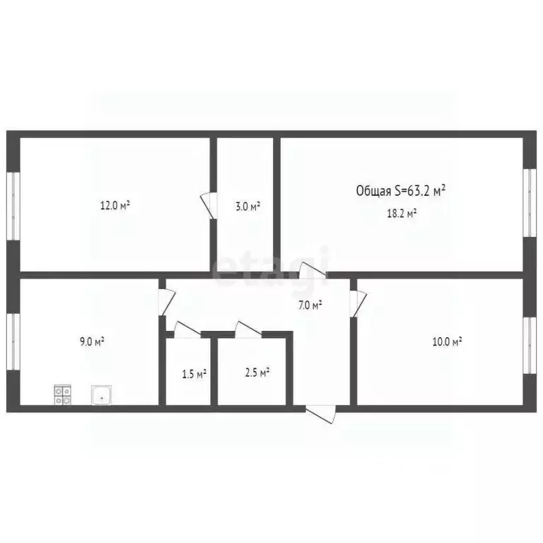 3-к кв. Брянская область, Брянск ул. Медведева, 73 (63.2 м) - Фото 0