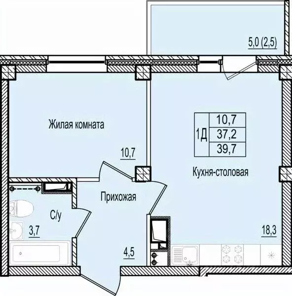 1-к кв. Псковская область, Псков ул. Ижорского Батальона, 41 (39.7 м) - Фото 0