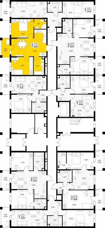 2-комнатная квартира: Сукко, жилой комплекс Кипарис (54.6 м) - Фото 1