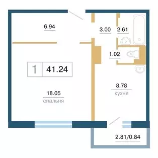 Продаётся 1-к квартира, 41.24 м - Фото 1