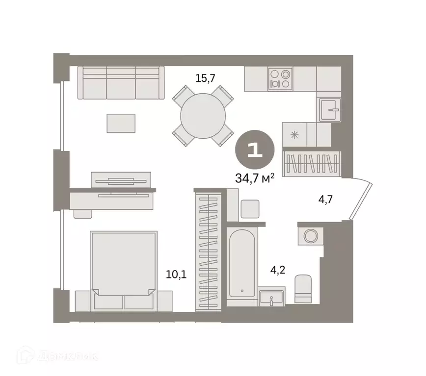 Продаётся 1-к квартира, 34.72 м - Фото 0